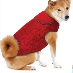 MARTHA STEWART PETS RED QUILTED DOG COAT COVER SWEATER SMALL